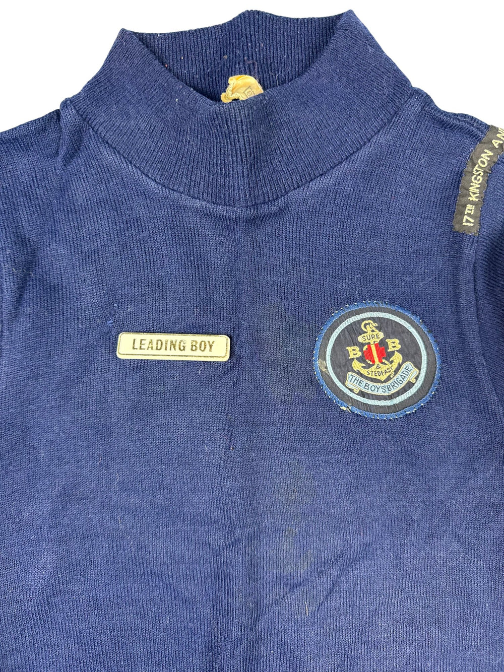 1970s Navy Boys Brigade Jumper with Badge Detail - Age 6/7 - Think Vintage ltd