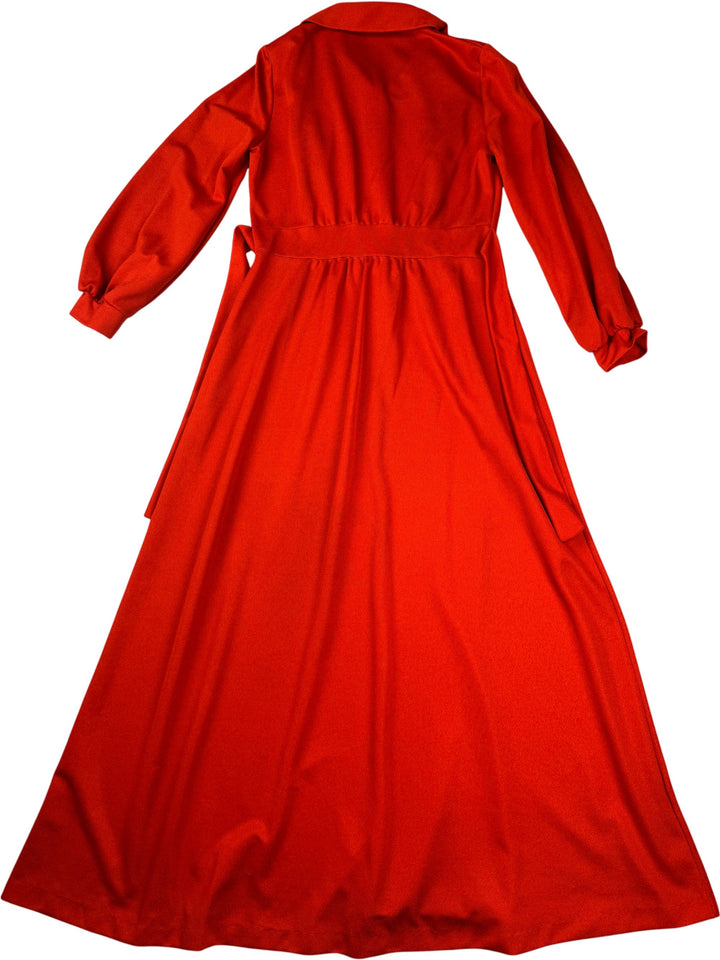 1970s Orange Button-Up Dress - S - Think Vintage