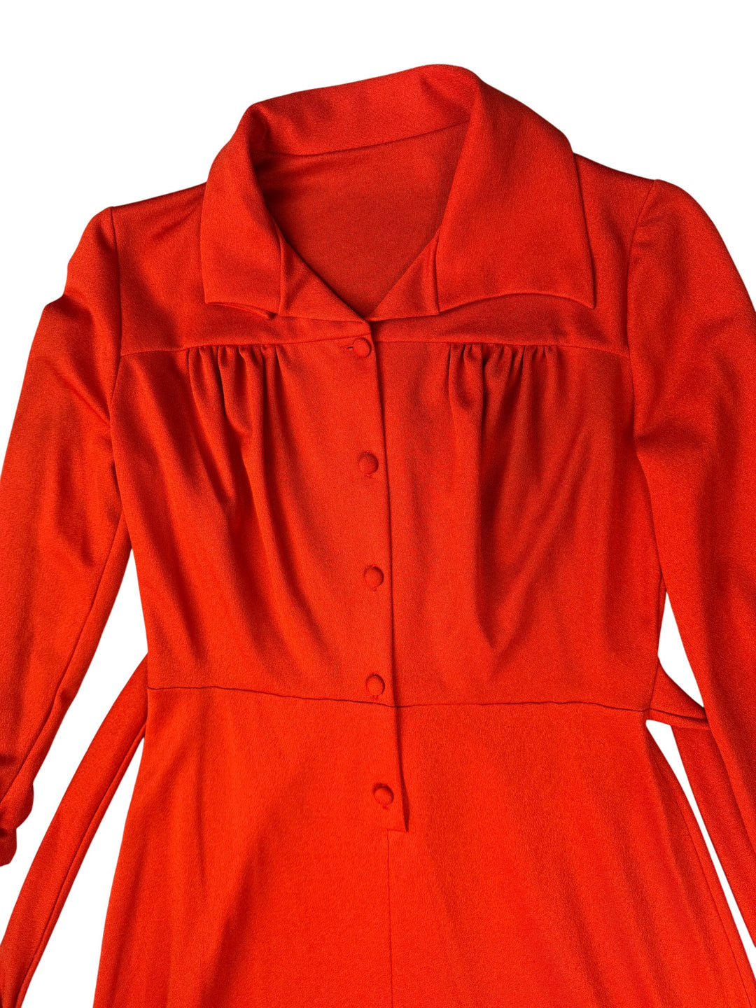 1970s Orange Button-Up Dress - S - Think Vintage