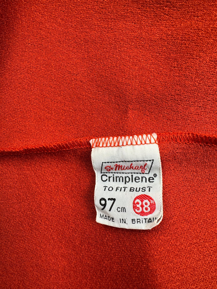 1970s Orange Button-Up Dress - S - Think Vintage