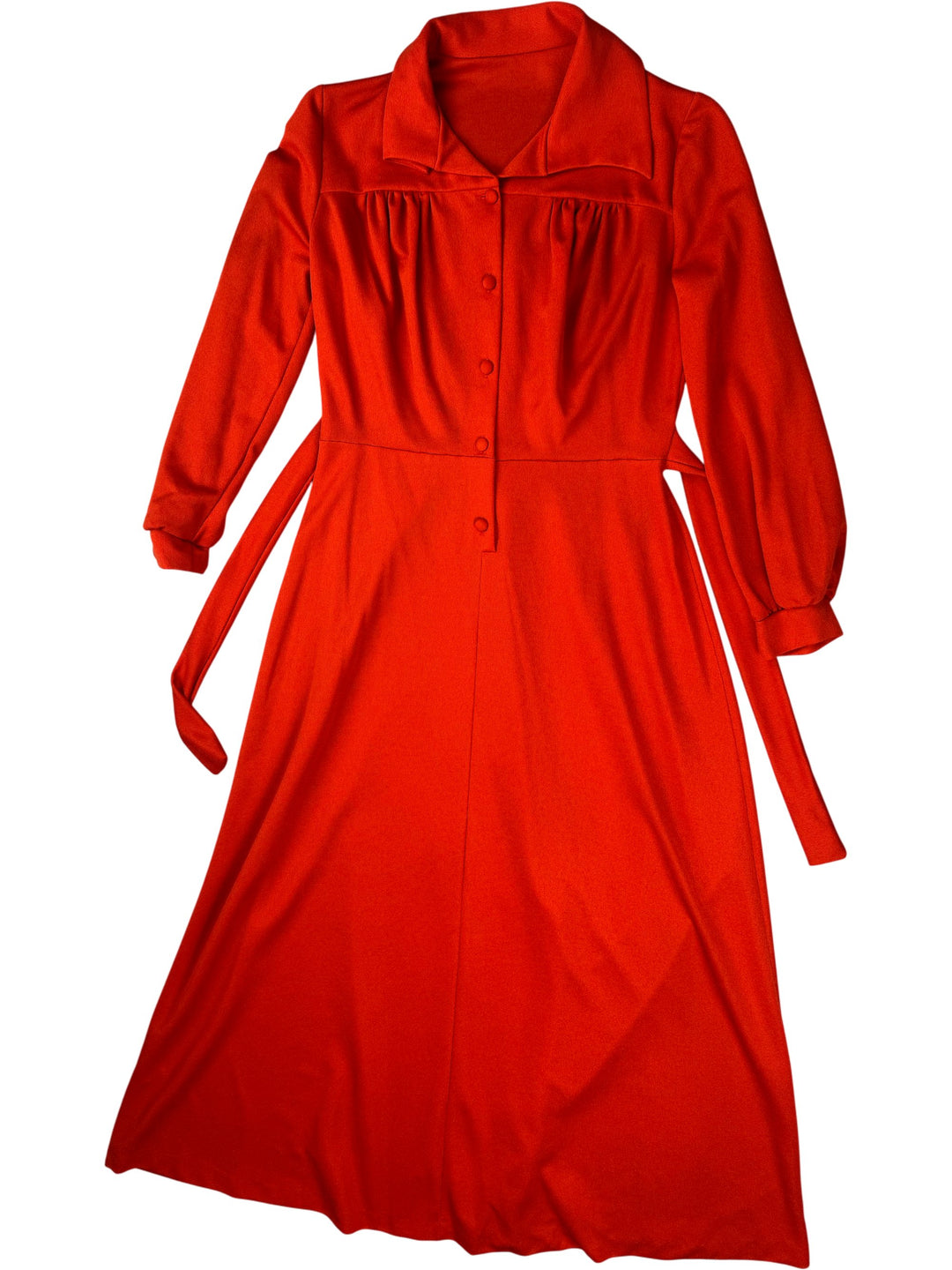 1970s Orange Button-Up Dress - S - Think Vintage Online Ltd