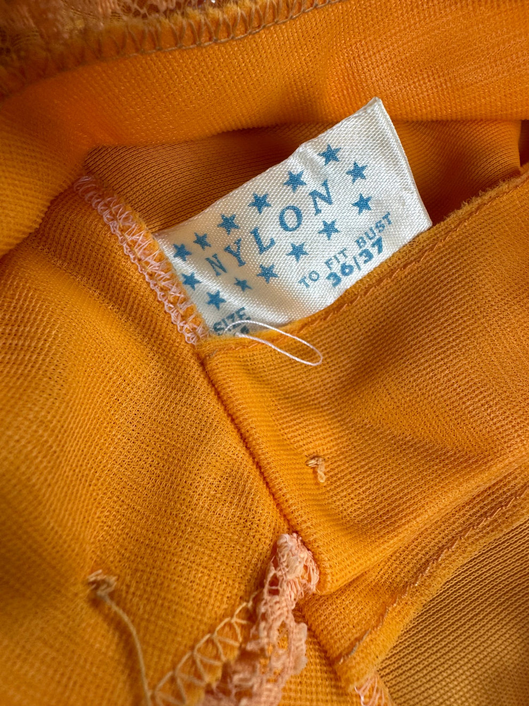 1970s Orange Lace Trim Blouse - S/M - Think Vintage ltd