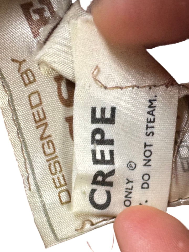 1970s Ossie Clark Caramel Crepe Maxi Dress - S - Think Vintage Online Ltd