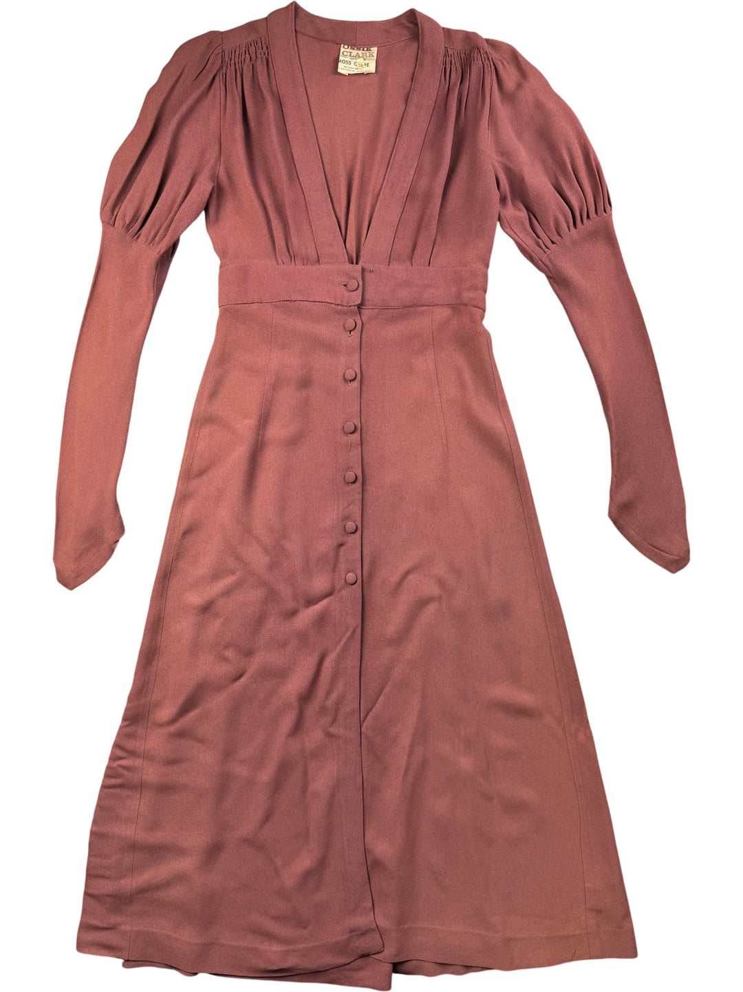 1970s Ossie Clark Plum Long Sleeved Dress - S - Think Vintage Online Ltd