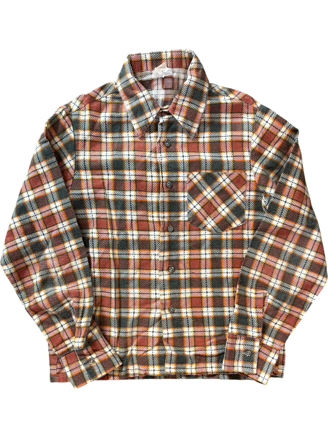 1970s Plaid Long Sleeve Button-Up Shirt - Age 14/15 - Think Vintage ltd