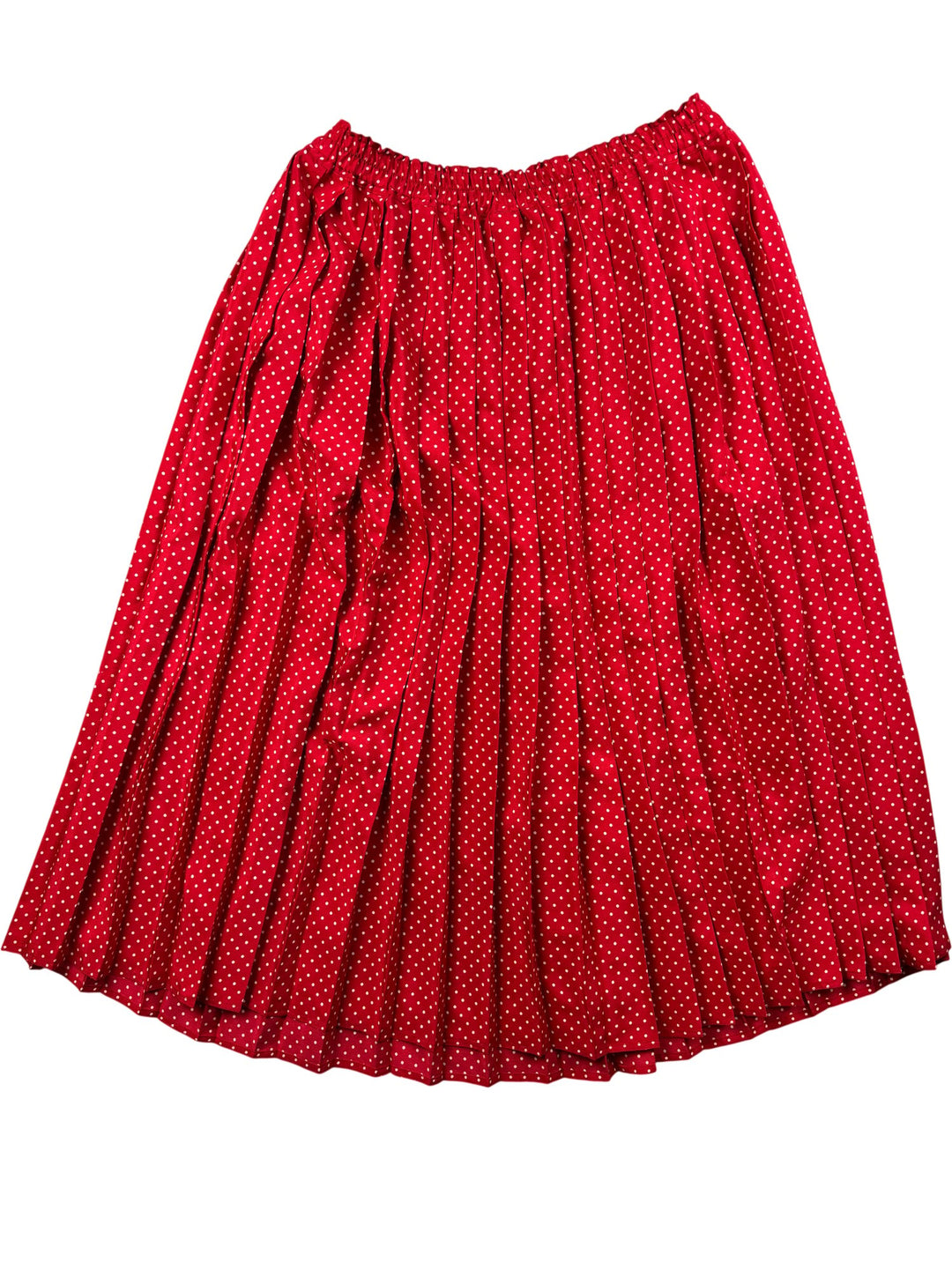 1970s Red Polka Dot Pleated Skirt - W28-34 - Think Vintage ltd
