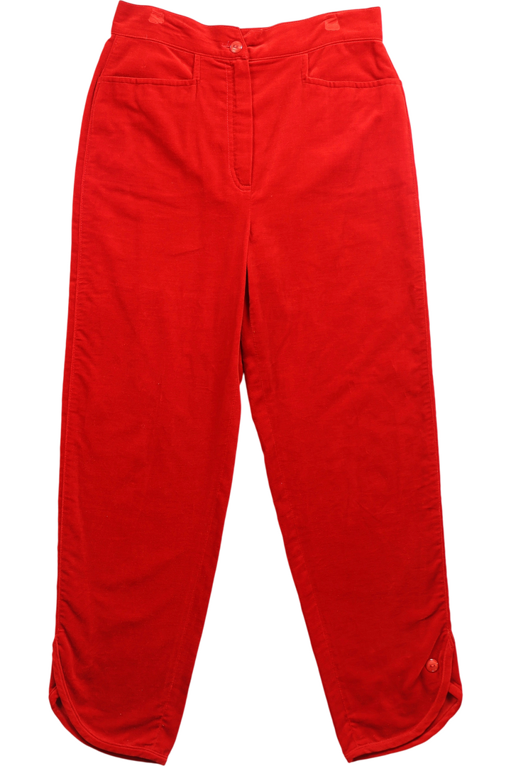 1970s Red Velvet Trousers - W30 L38 - Think Vintage ltd