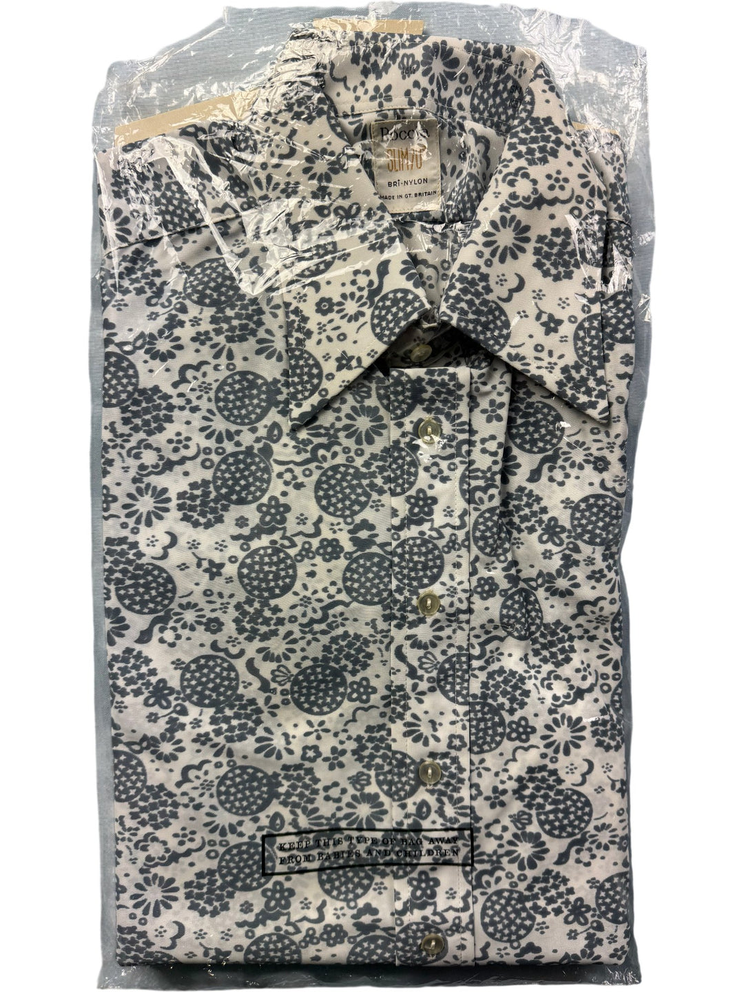 1970s Rocola Bri-Nylon Patterned Shirt - M - Think Vintage Online Ltd