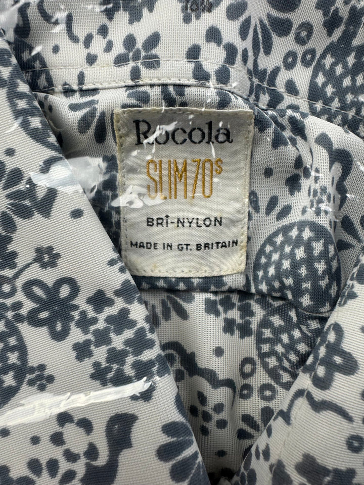 1970s Rocola Bri-Nylon Patterned Shirt - M - Think Vintage Online Ltd