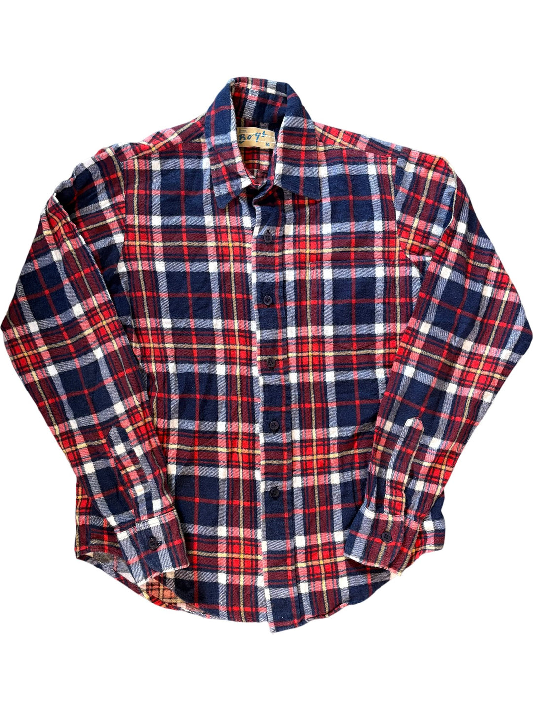 1970s Sears Boys Plaid Flannel Shirt - Age 15/16 - Think Vintage ltd