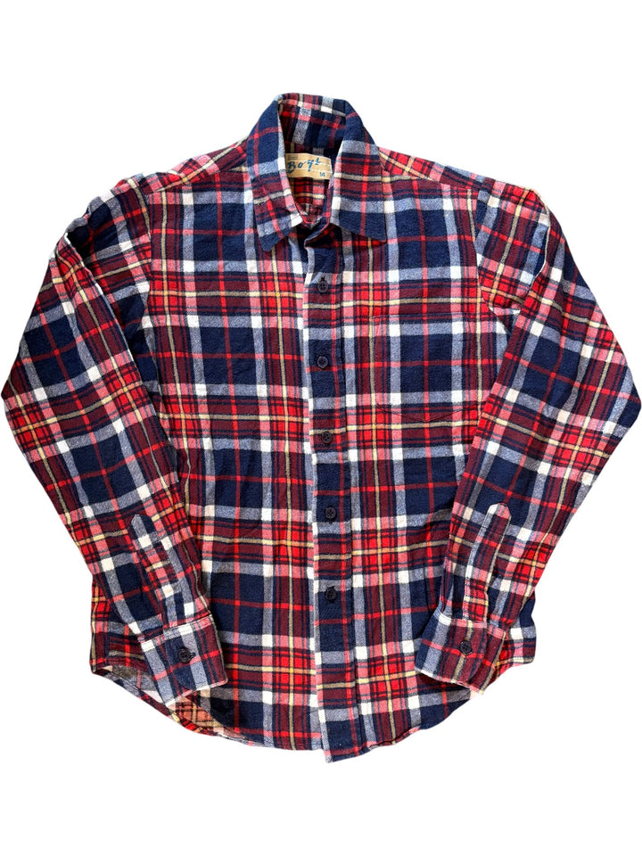 1970s Sears Boys Plaid Flannel Shirt - Age 15/16 - Think Vintage ltd