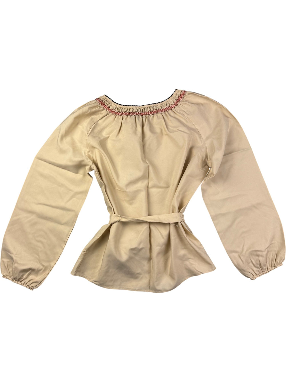 1970s St. Michael Beige Embroidered Blouse - M - Think Vintage ltd
