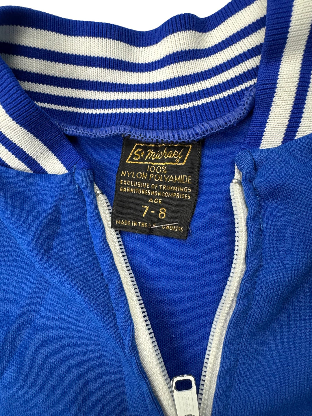 1970s St Michael Blue Track Jacket with Stripe Trim - Age 7/8 - Think Vintage ltd