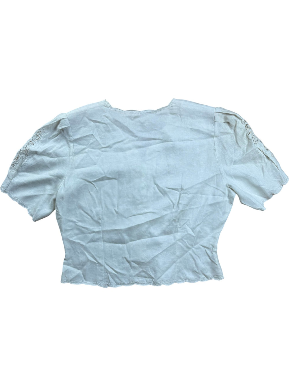 1970s St Michael White Linen Blouse - M - Think Vintage ltd