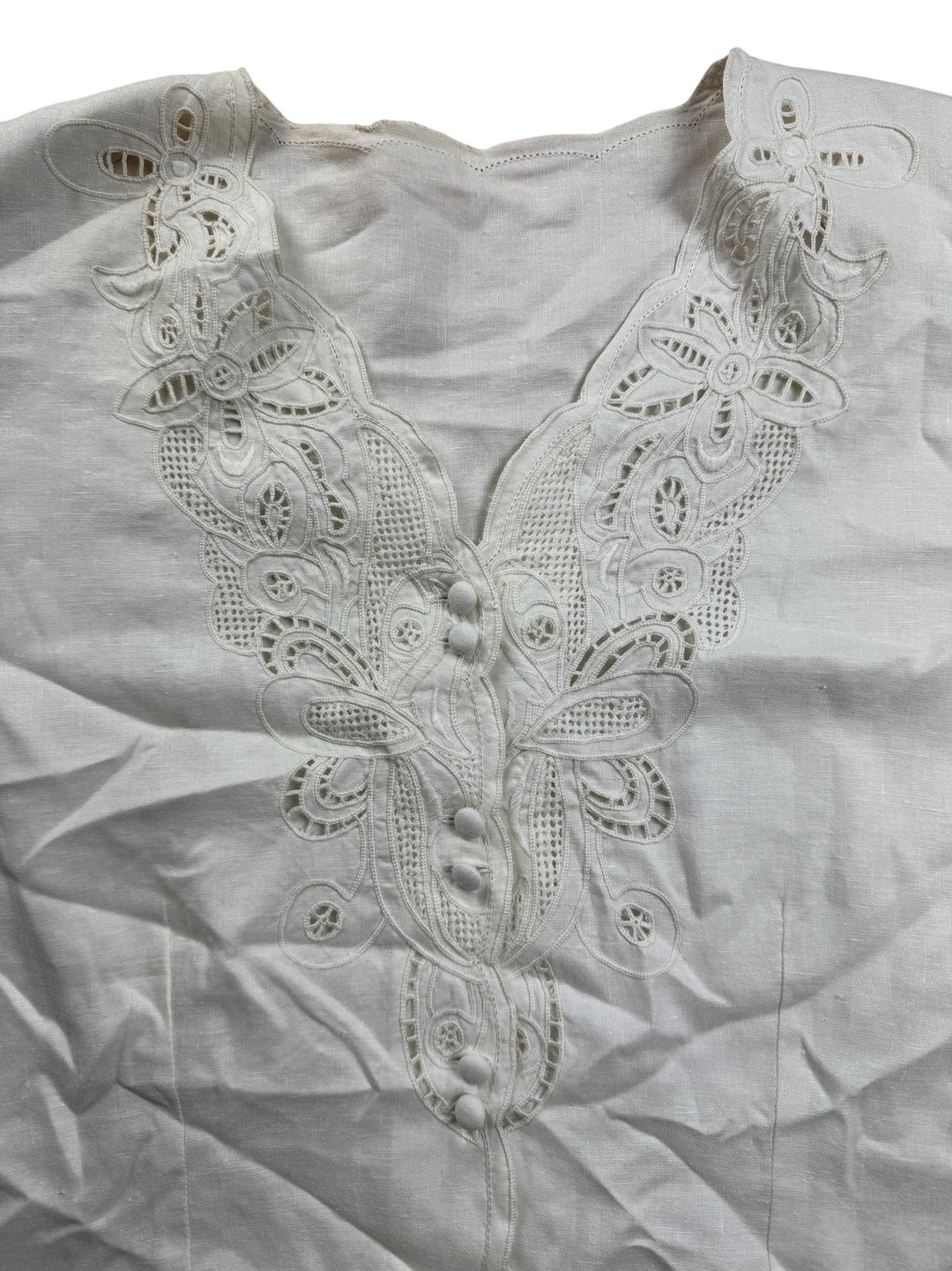 1970s St Michael White Linen Blouse - M - Think Vintage ltd