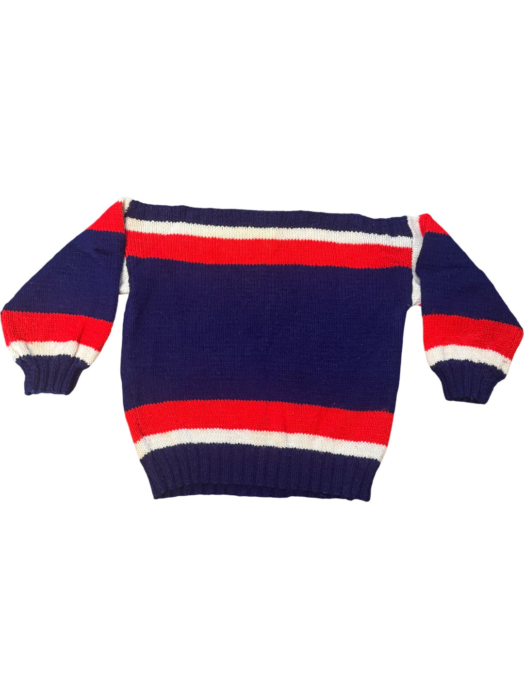 1970s Striped Hand Knit Sweater - Age 11-12 - Think Vintage ltd