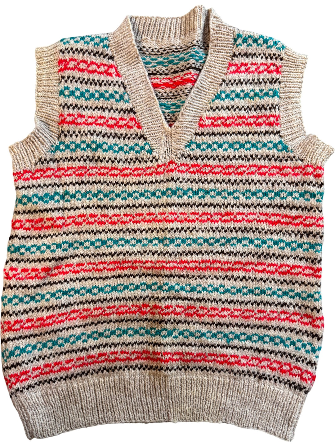 1970s Striped Knit Sweater Vest - Age 9/10 - Think Vintage ltd