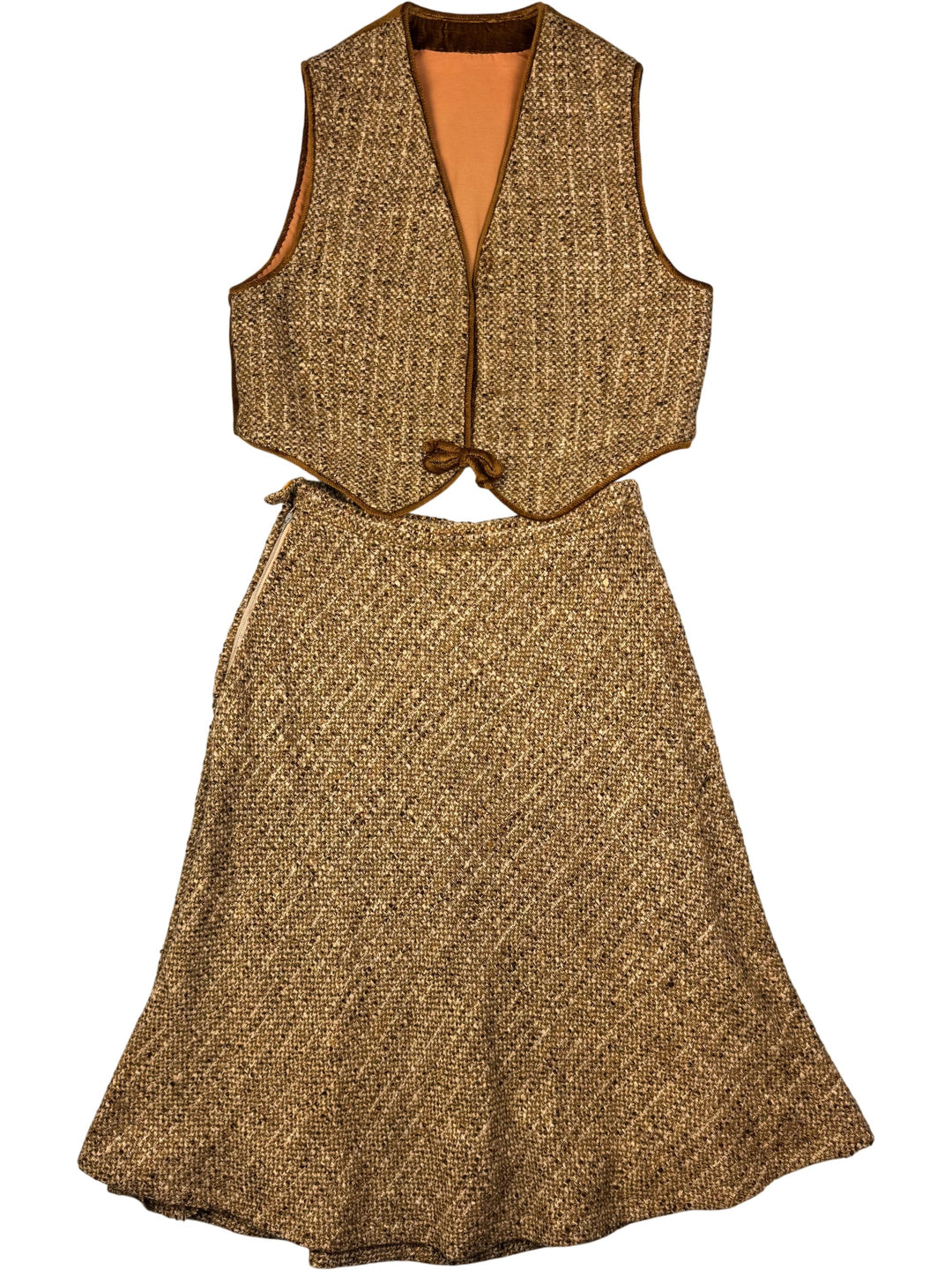 1970s Textured Knit Vest and Skirt Set - M - Think Vintage