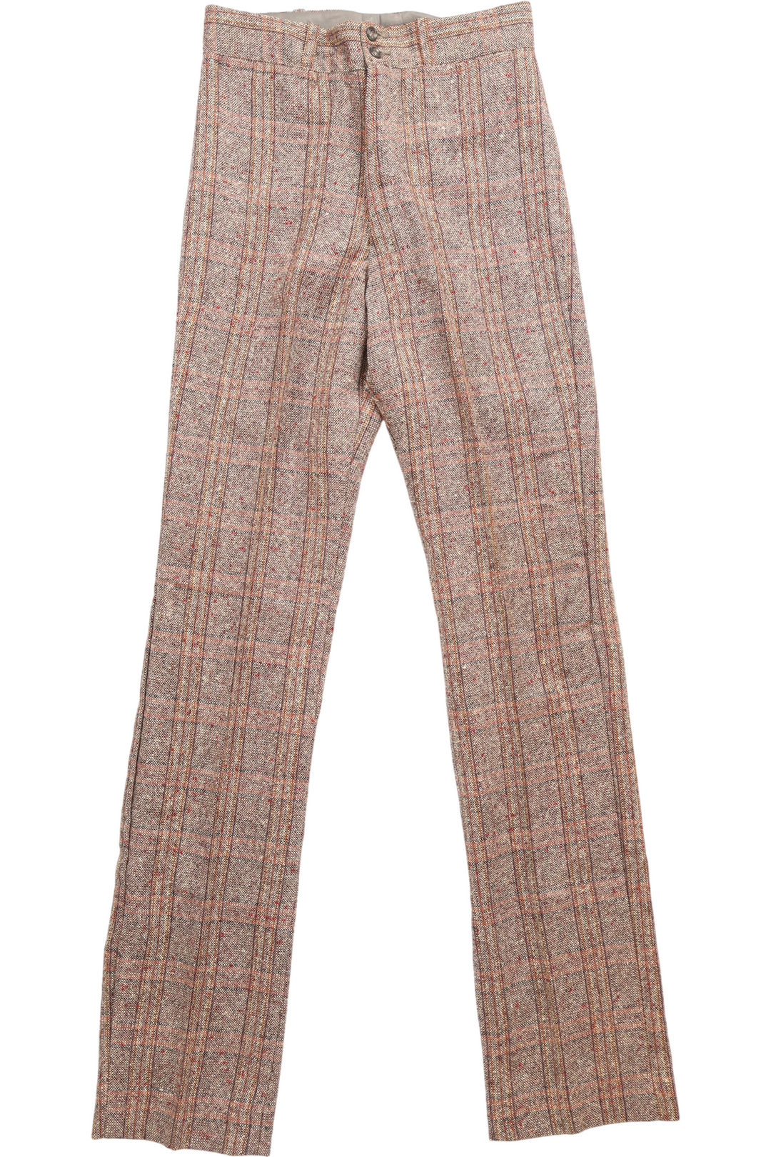 1970s Wool Chequered Straight Leg Trousers - W27 L34 - Think Vintage