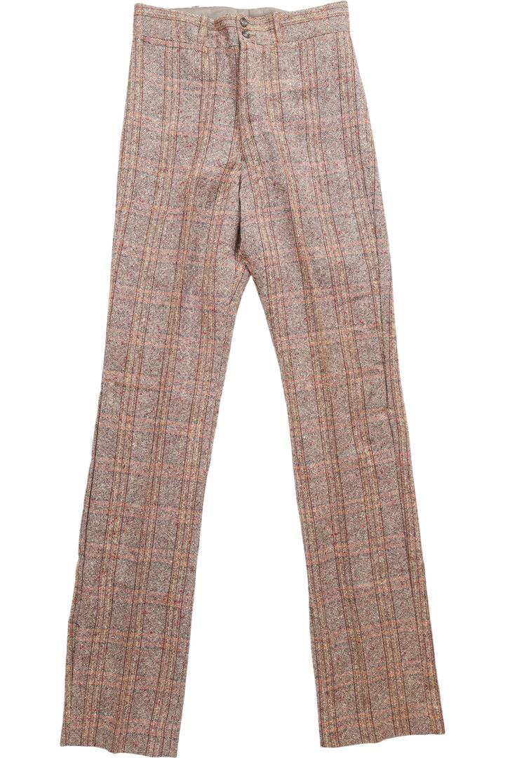 1970s Wool Chequered Straight Leg Trousers - W27 L34 - Think Vintage