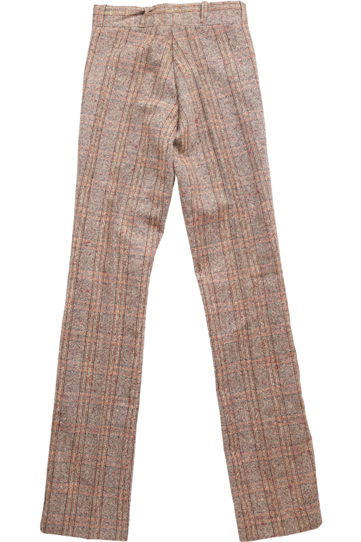 1970s Wool Chequered Straight Leg Trousers - W27 L34 - Think Vintage