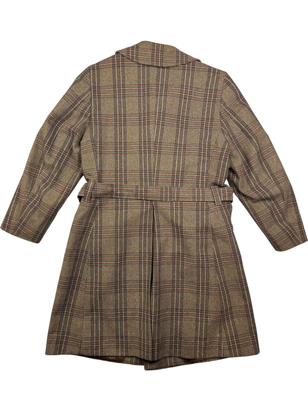1970s Wool Plaid Trench Coat - M - Think Vintage