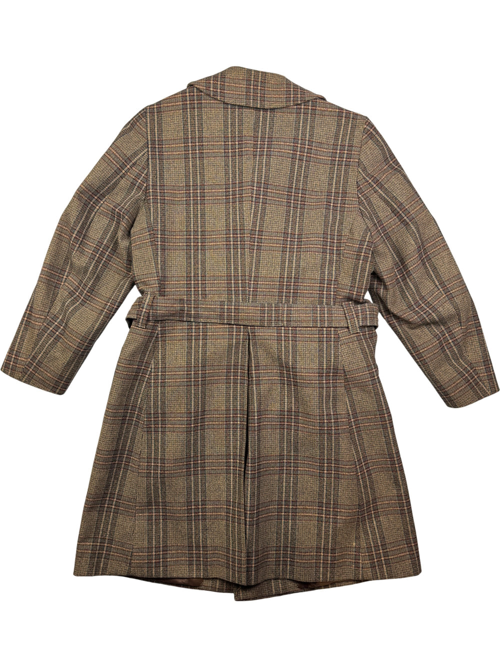 1970s Wool Plaid Trench Coat - M - Think Vintage Online Ltd