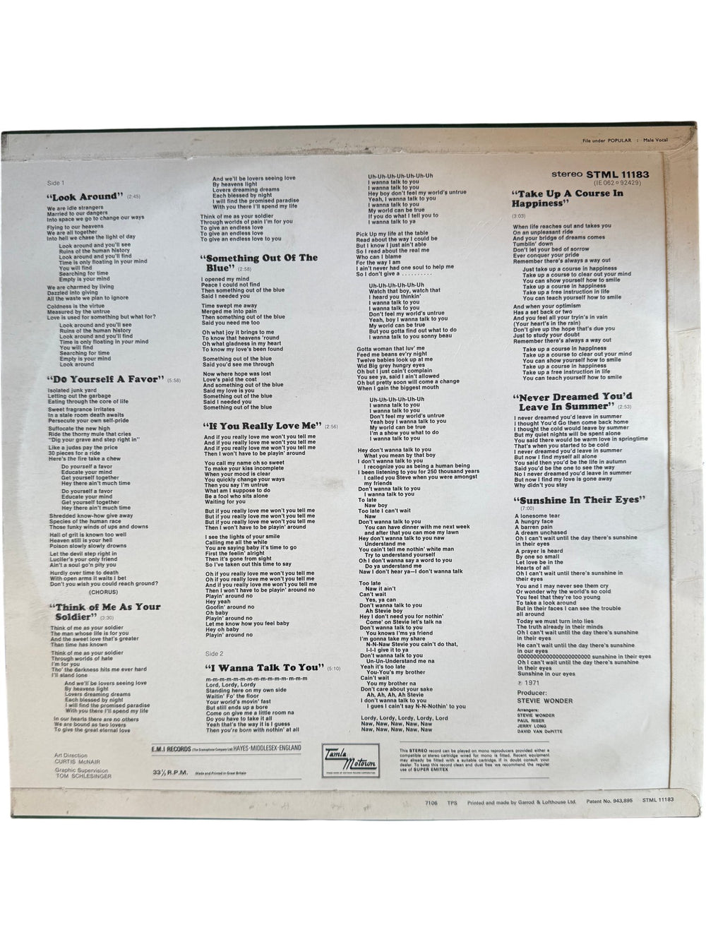 1971 Stevie Wonder Where I'm Coming From Vinyl - Very Good - Think Vintage ltd