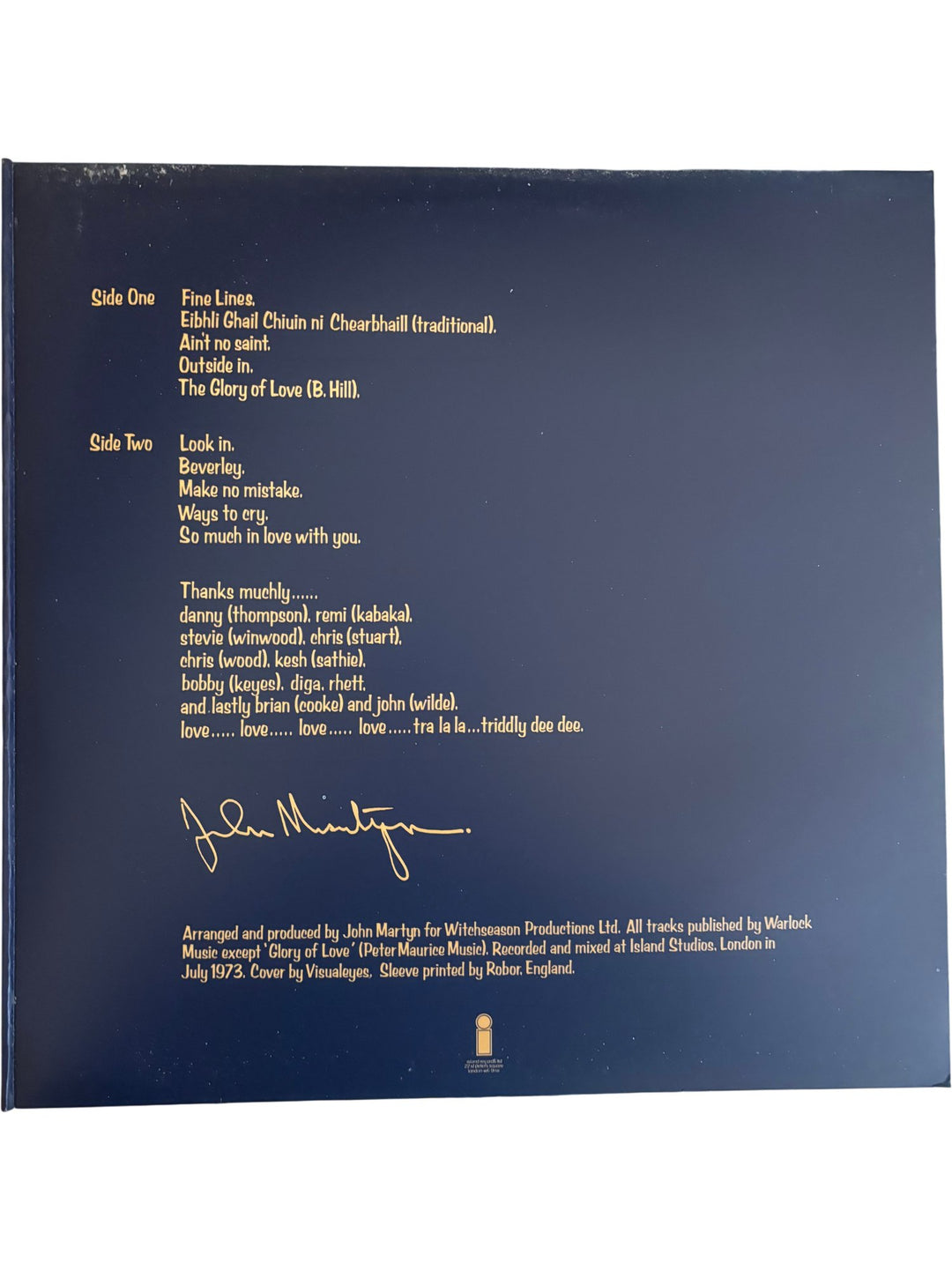 1973 John Martyn Inside Out Vinyl - Good - Think Vintage ltd