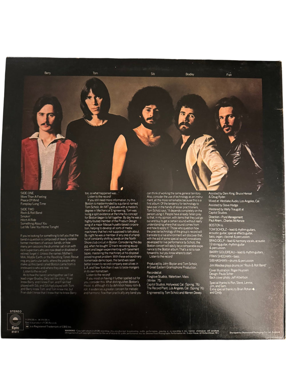 1976 Boston Self-Titled Vinyl Record - Good - Think Vintage ltd