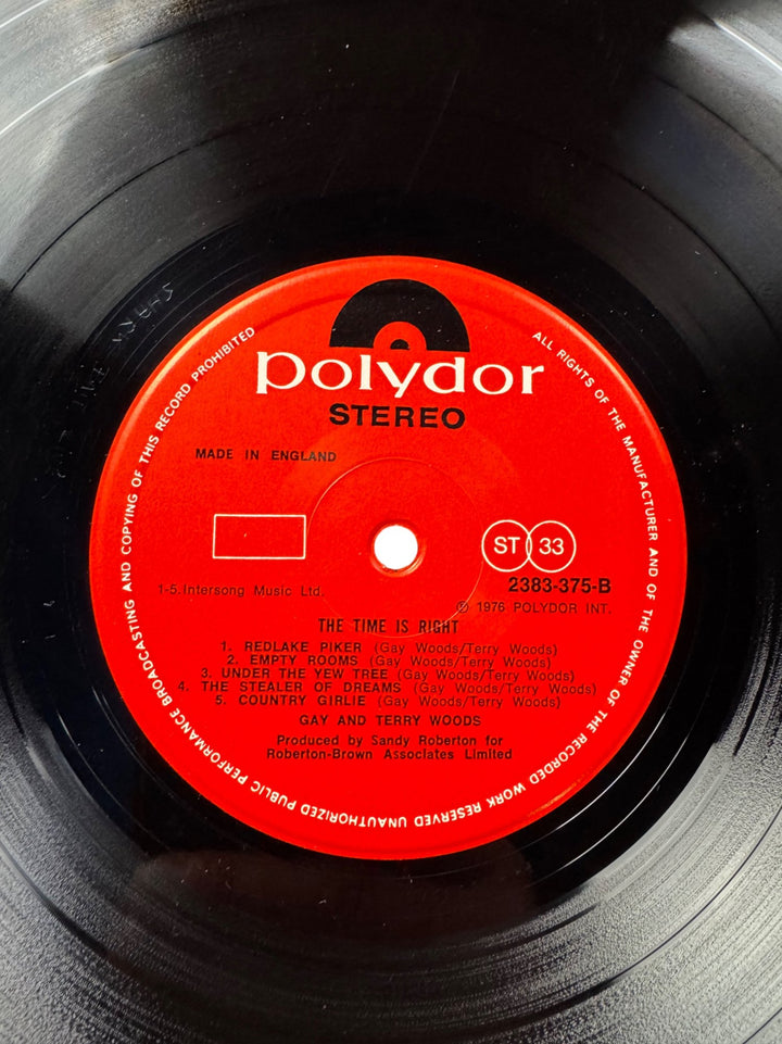 1976 Gay & Terry Woods The Time Is Right Vinyl - Very Good+