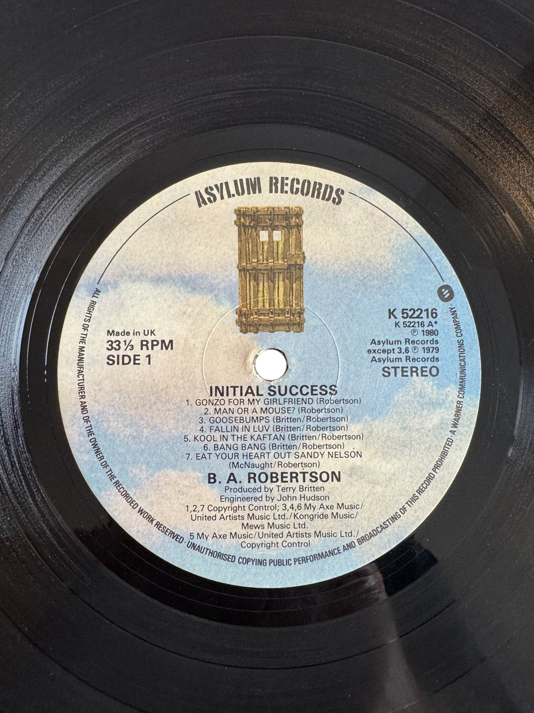 1980 B.A. Robertson Initial Success Vinyl - Fair - Think Vintage ltd