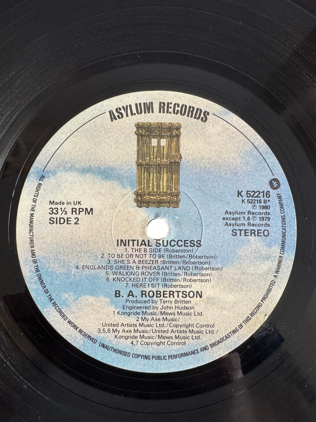 1980 B.A. Robertson Initial Success Vinyl - Fair - Think Vintage ltd