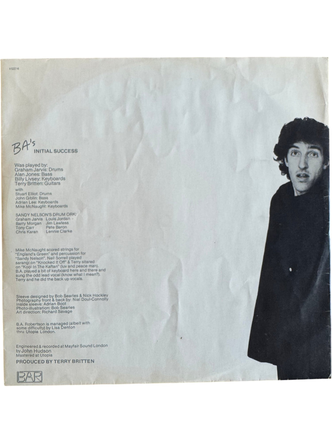 1980 B.A. Robertson Initial Success Vinyl - Fair - Think Vintage ltd