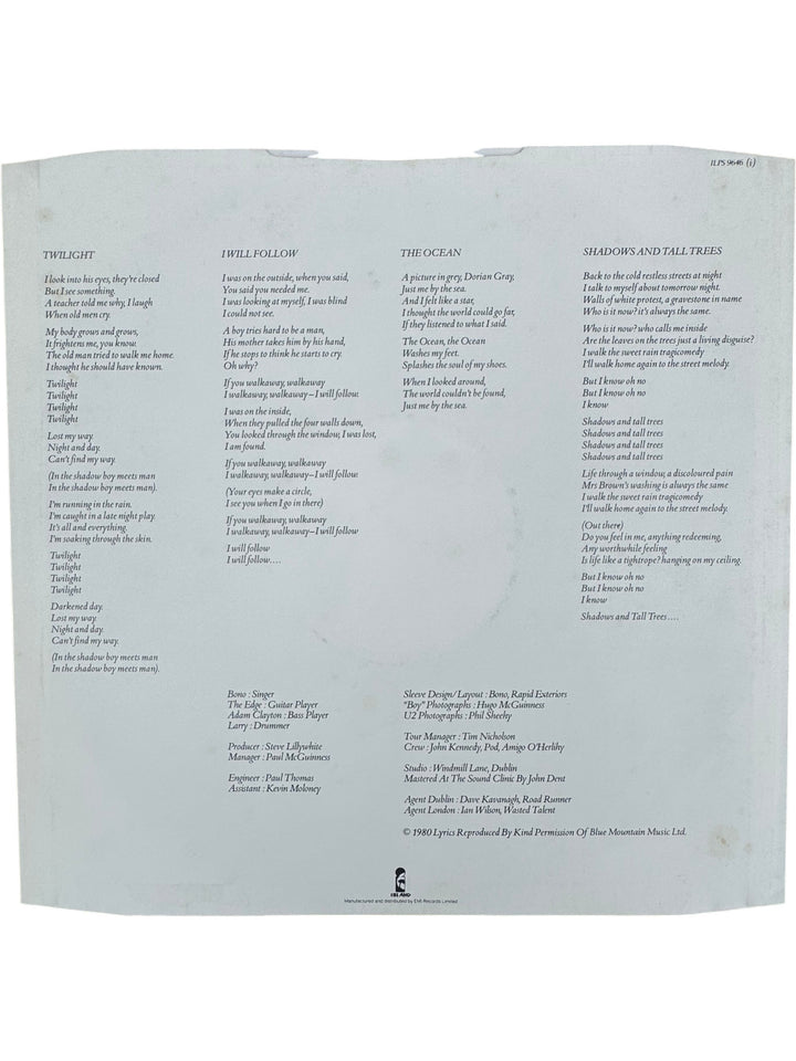 1980 U2 Boy Vinyl Record Album - Think Vintage Online Ltd