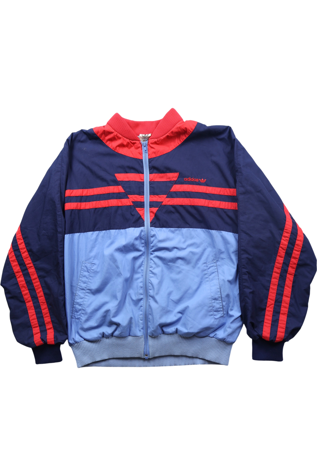 1980s Adidas Track Jacket Navy Red - L - Think Vintage ltd