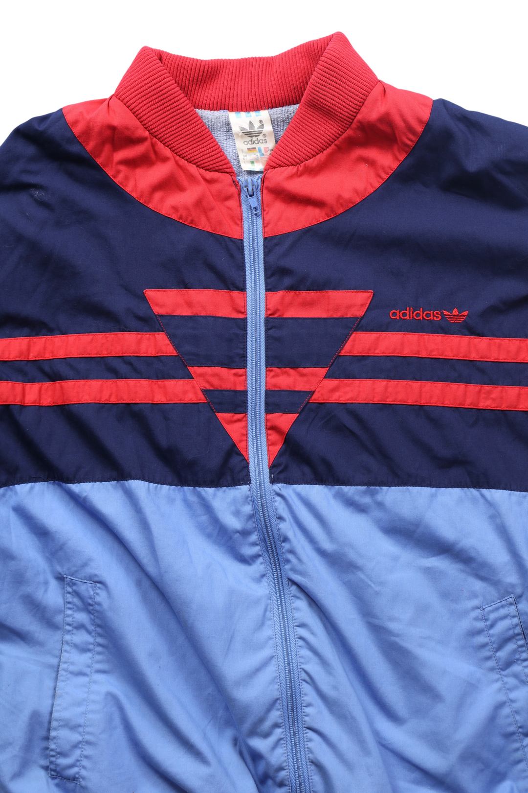 1980s Adidas Track Jacket Navy Red - L - Think Vintage ltd