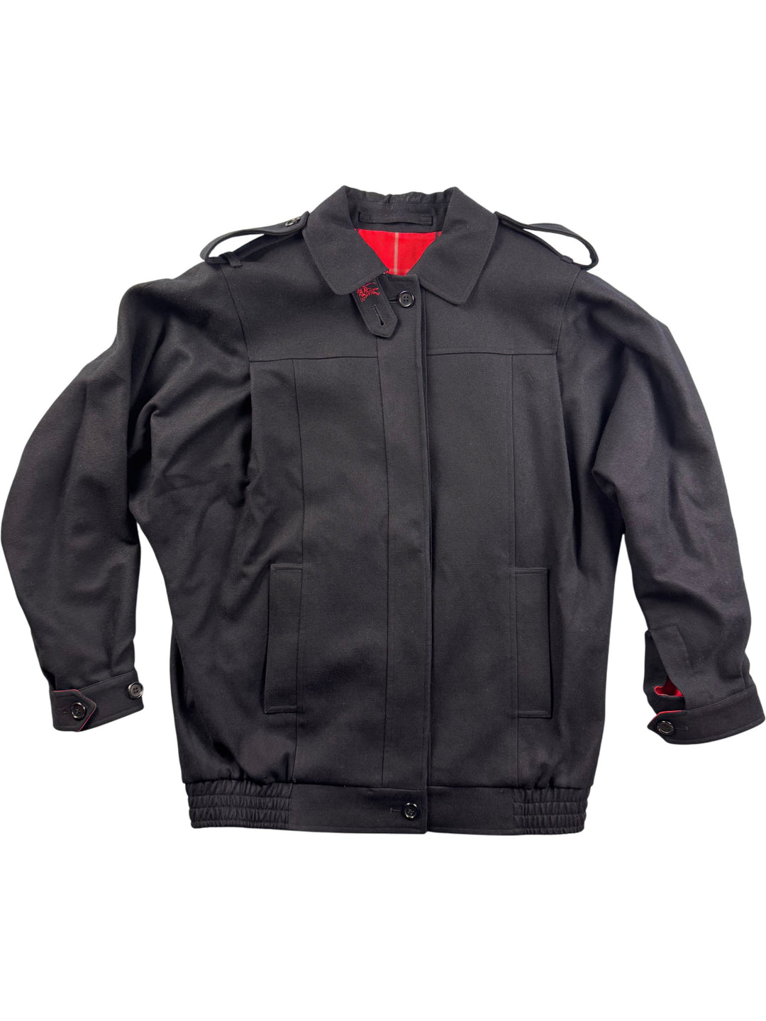 1980s Batwing Burberry Navy Wool Jacket - M - Think Vintage