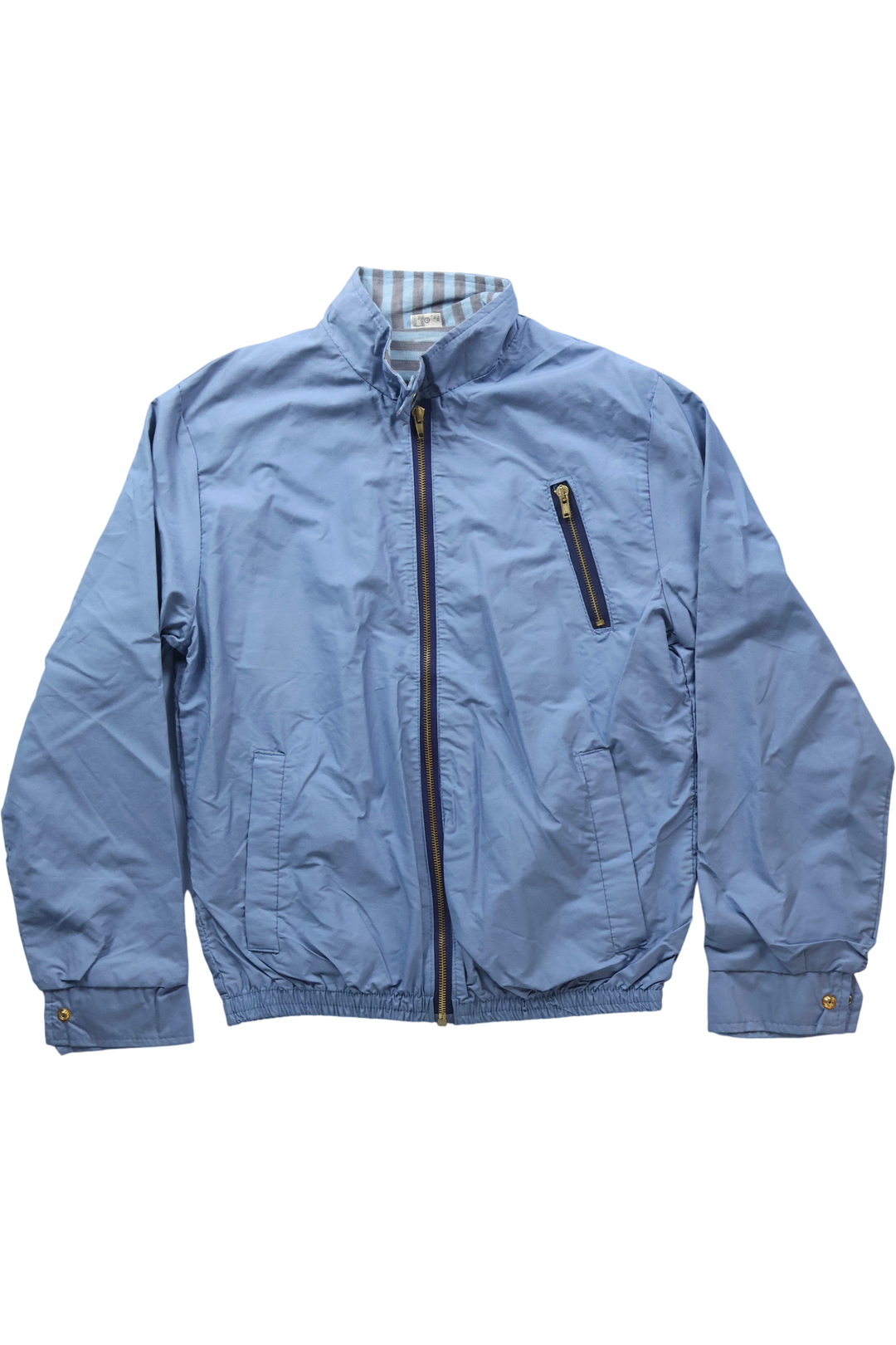 1980s Blue Bomber Jacket with Chest Pocket - S - Think Vintage