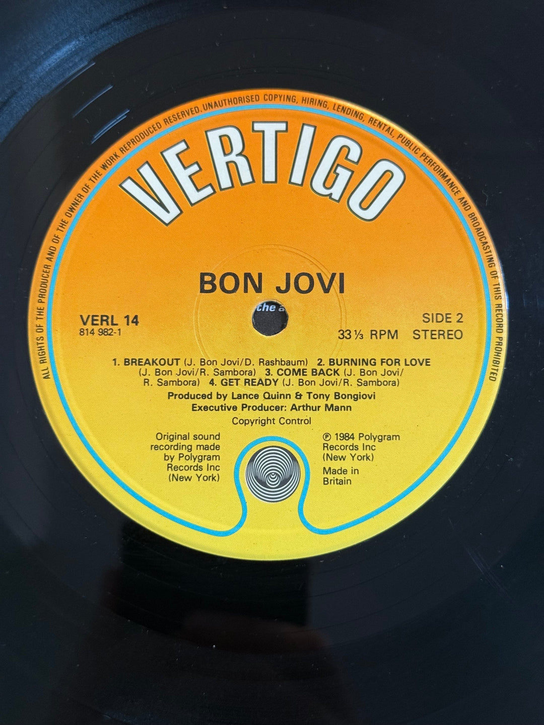 1980s Bon Jovi Self-Titled Debut Album Vinyl - Think Vintage Online Ltd