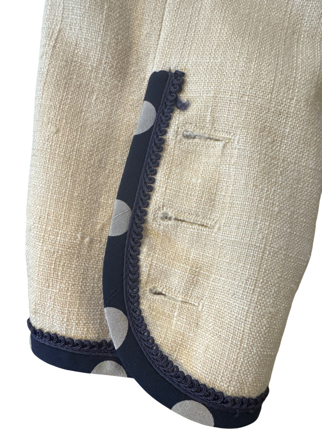 1980s Chanel Boutique Polka Dot Trim Skirt Suit - S - Think Vintage ltd