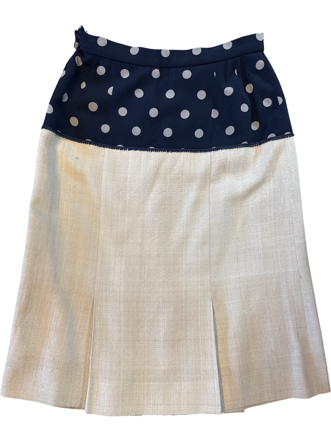 1980s Chanel Boutique Polka Dot Trim Skirt Suit - S - Think Vintage ltd