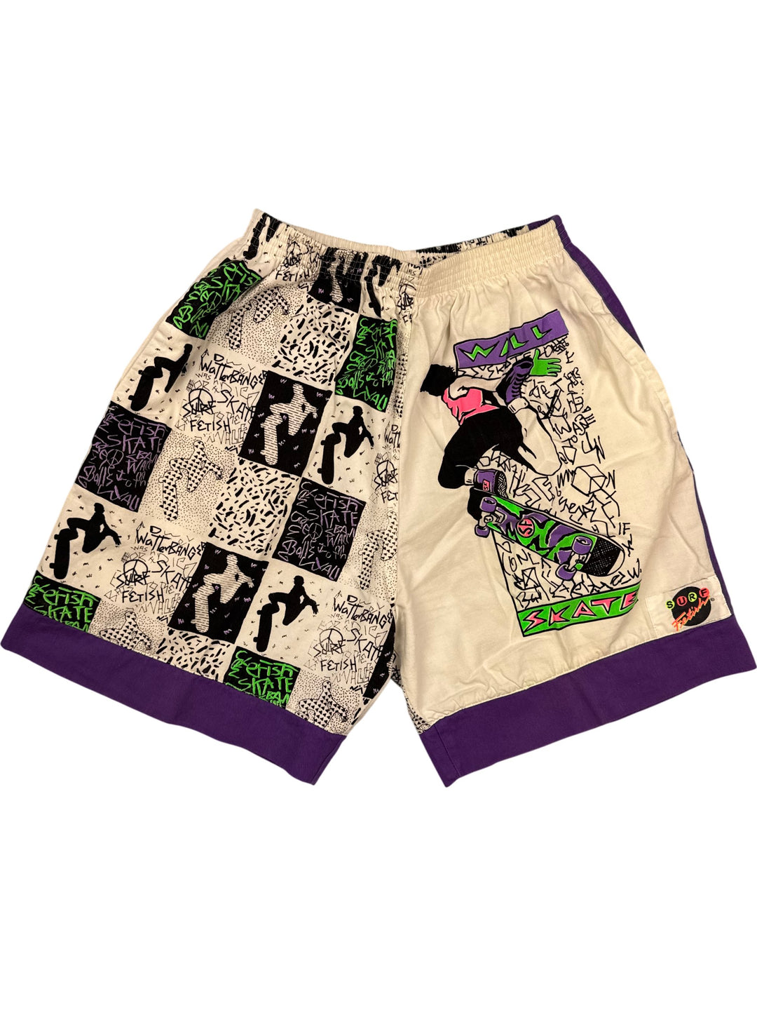 1980s Colourful Graphic Skate Shorts - M - Think Vintage