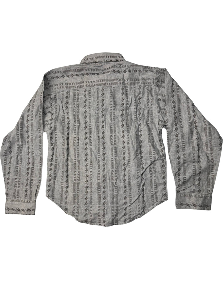 1980s Cotton Stuff Geometric Pattern Long Sleeved Shirt - Age 9/10 - Think Vintage ltd