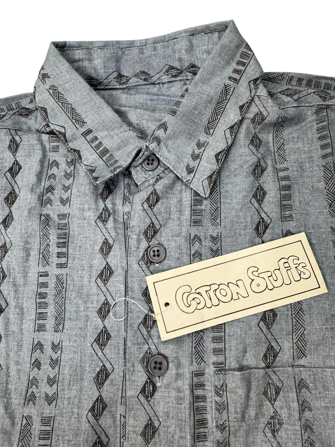 1980s Cotton Stuff Geometric Pattern Long Sleeved Shirt - Age 9/10 - Think Vintage ltd