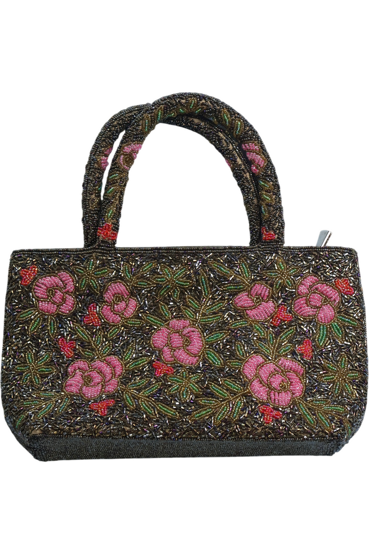 1980s Floral Beaded Handbag - Think Vintage Online Ltd