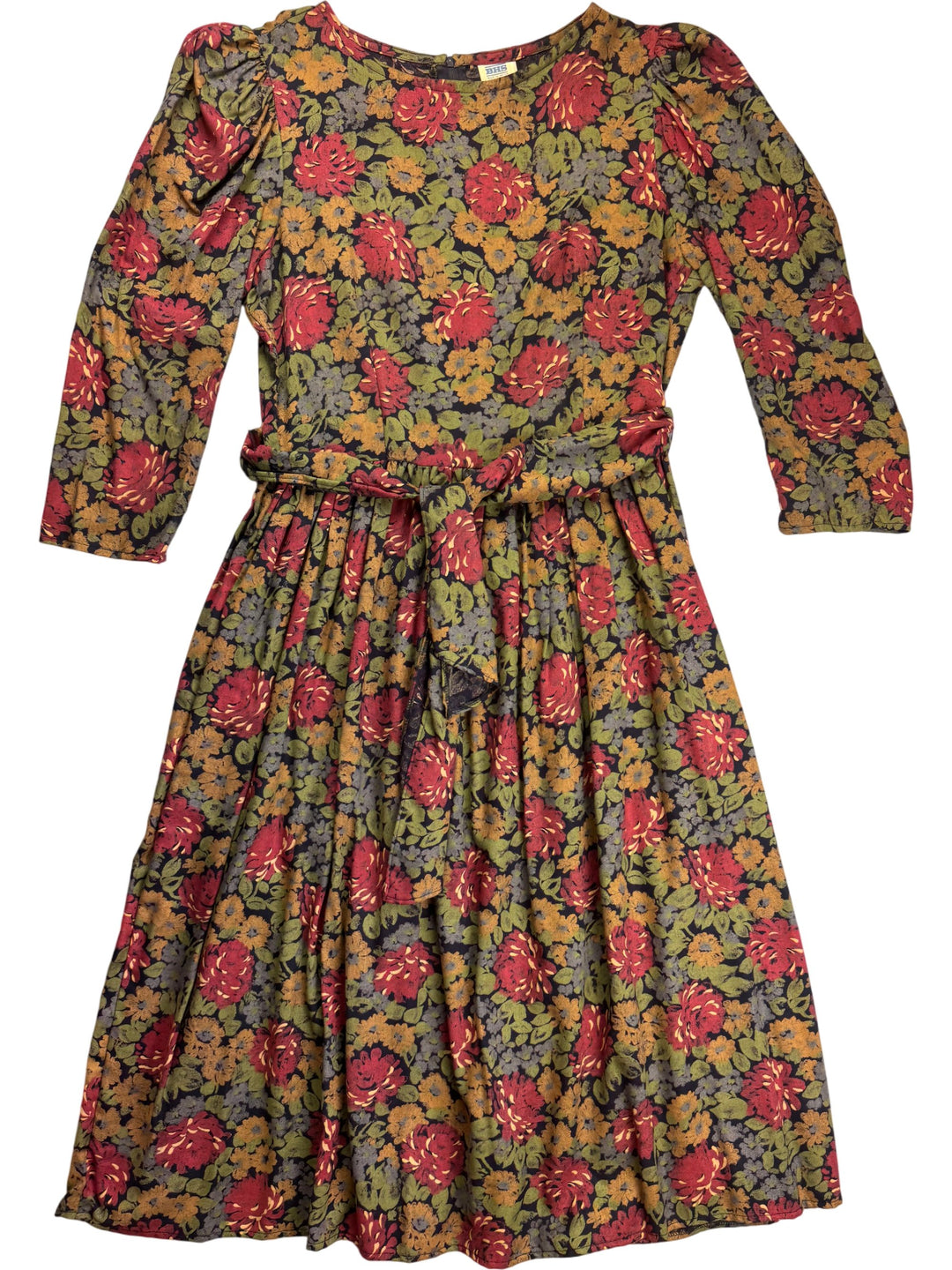 1980s Floral Midi Dress - S - Think Vintage Online Ltd