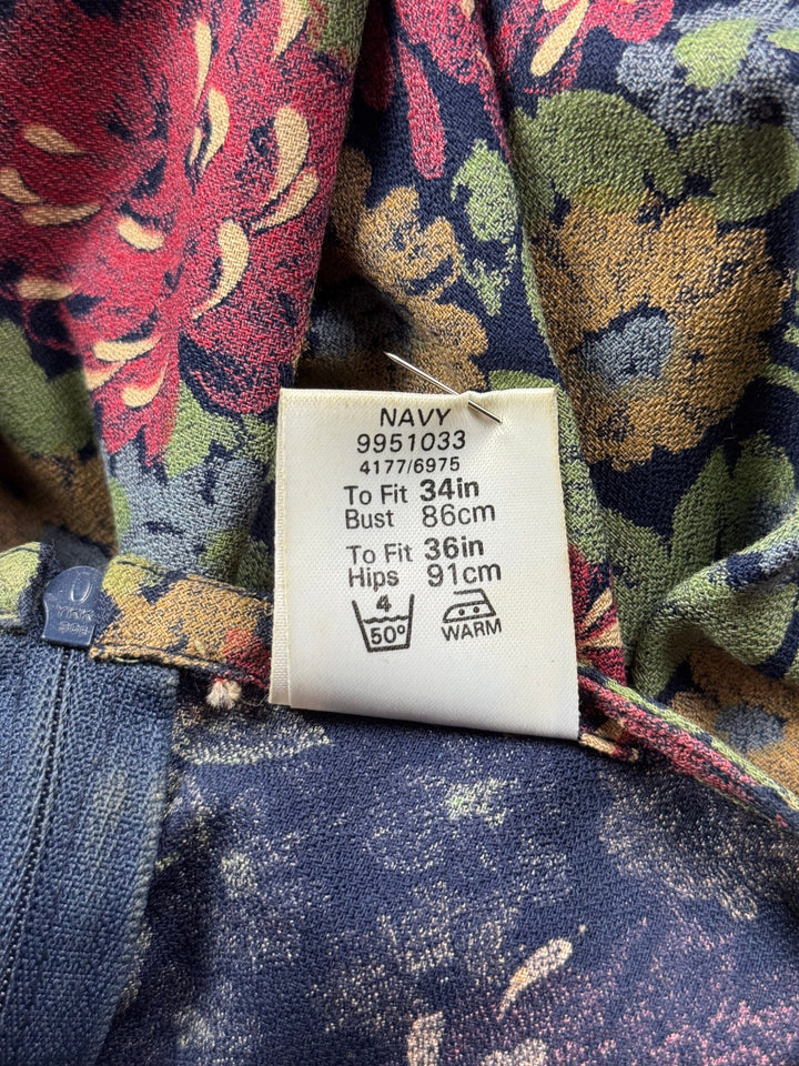 1980s Floral Midi Dress - S - Think Vintage