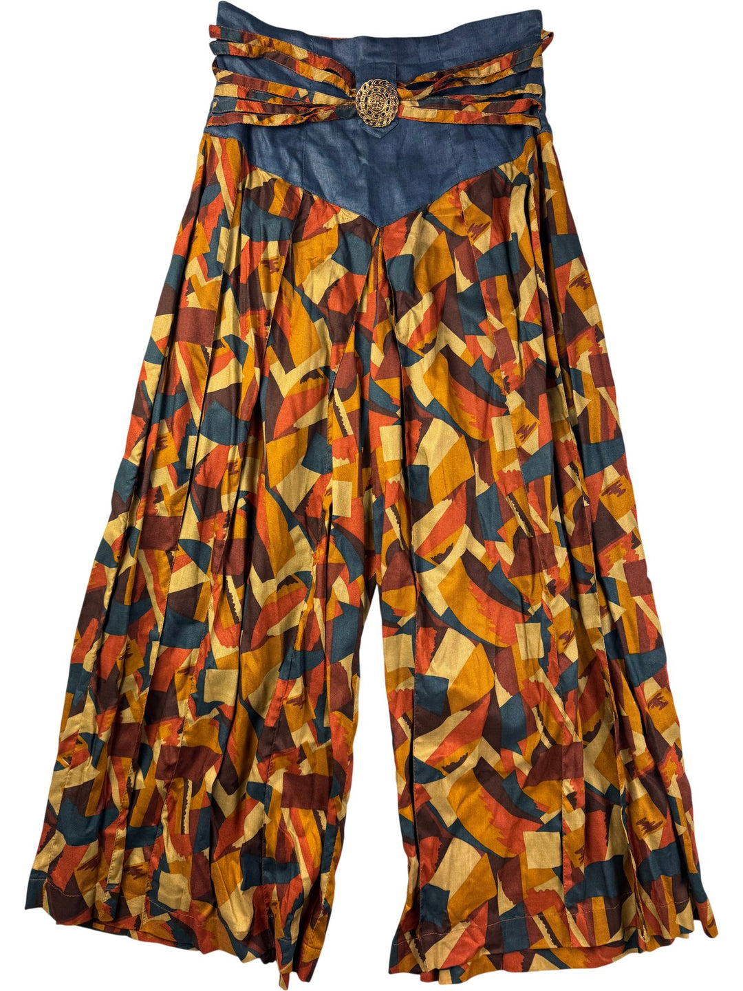 1980s Geometric Patterned High-Waisted Culottes - W26 - Think Vintage ltd
