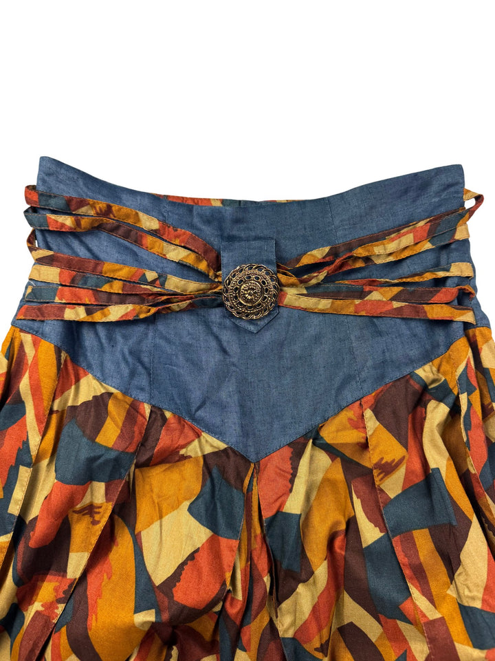 1980s Geometric Patterned High-Waisted Culottes - W26 - Think Vintage ltd